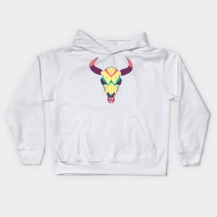 Painted Bison Cow Skull Kids Hoodie